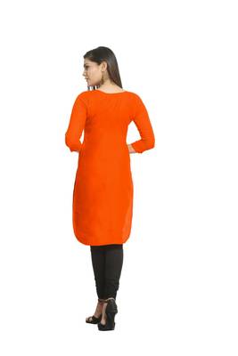 Orange plain cotton kurti 2