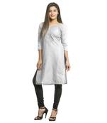 White embroidered cotton kurti