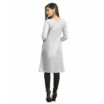 White embroidered cotton kurti 2