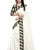 White printed chanderi saree with blouse