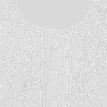 White embroidered cotton kurti 4