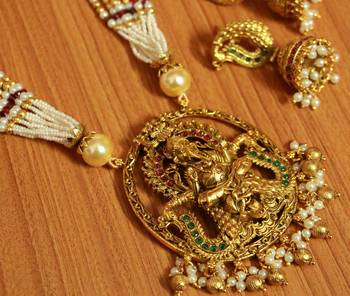 Gold Pearl Necklace-Sets 2