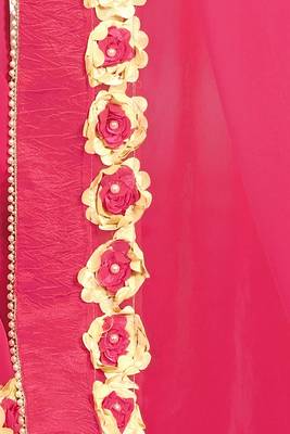 Pink embroidered georgette saree with blouse 5