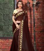 Brown  embroidered georgette saree with blouse