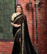 Black  embroidered georgette saree with blouse