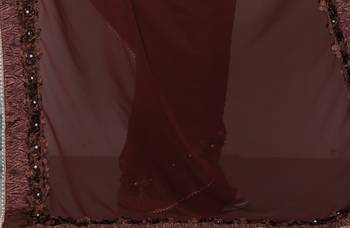Brown embroidered georgette saree with blouse 5