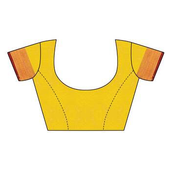 Yellow printed art silk saree with blouse 4
