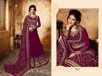 Purple embroidered faux georgette salwar 1