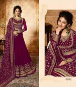 Purple embroidered faux georgette salwar