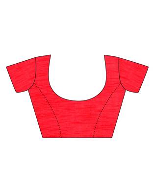 Red printed super net saree with blouse 4
