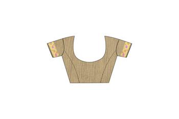   beige woven pure cotton saree with blouse 4