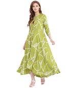 Green printed rayon kurtas-and-kurtis