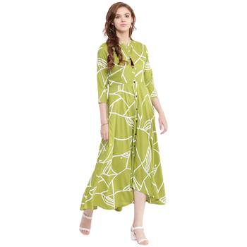 Green printed rayon kurtas-and-kurtis 3