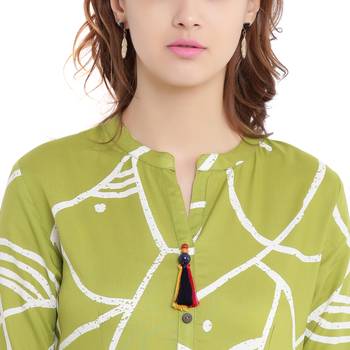 Green printed rayon kurtas-and-kurtis 5