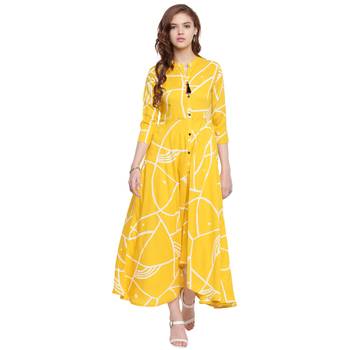 Yellow printed rayon  kurti 2