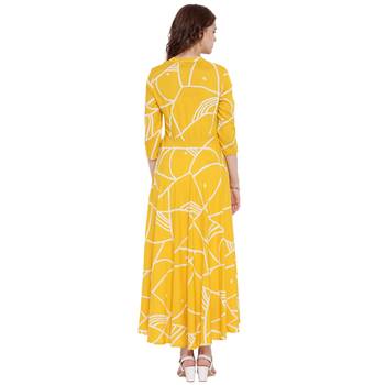 Yellow printed rayon  kurti 3