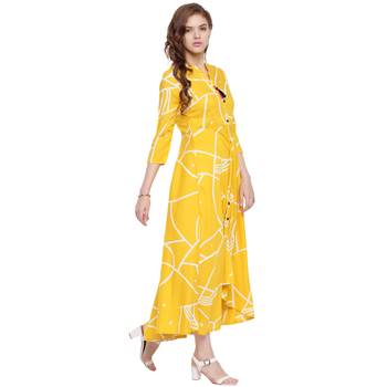 Yellow printed rayon  kurti 4