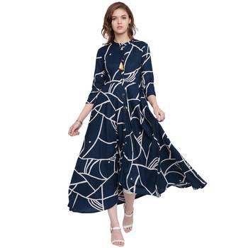 Blue printed rayon  kurti 1