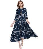 Blue printed rayon  kurti
