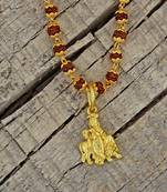 Lord Krishana Gold Plated Pendant With Rudraksha Mala