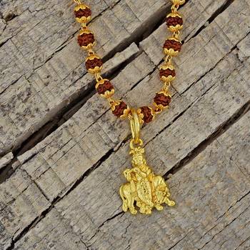 Lord Krishana Gold Plated Pendant With Rudraksha Mala 2