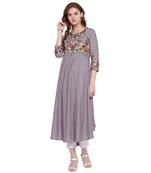 Grey embroidered rayon  kurti