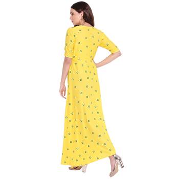 Yellow printed rayon kurtas-and-kurtis 2