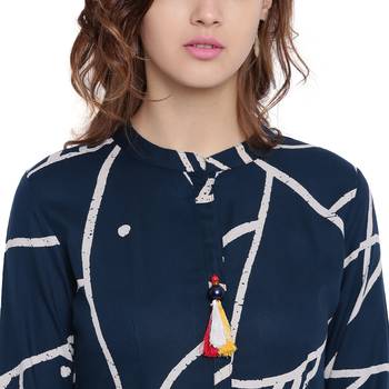 Blue printed rayon  kurti 5