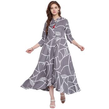 Grey printed rayon kurti 1