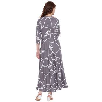 Grey printed rayon kurti 2