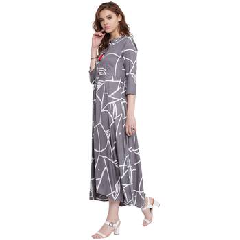 Grey printed rayon kurti 4