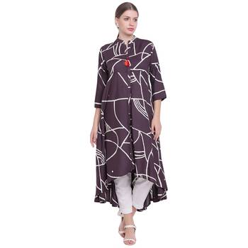 Grey printed rayon  kurti 1