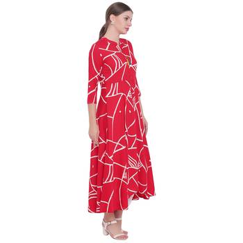 Red printed rayon  kurti 3