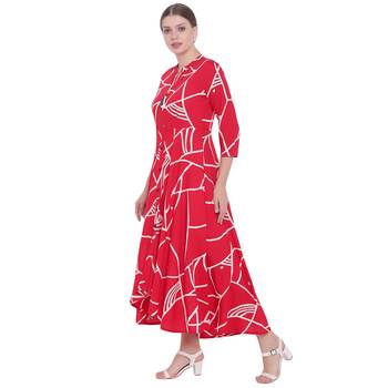 Red printed rayon  kurti 4