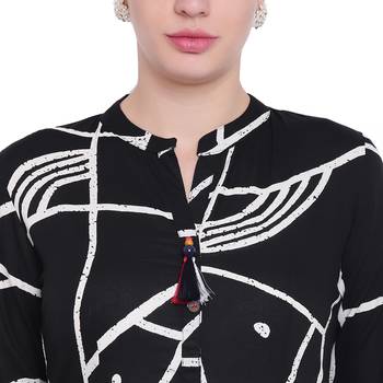 Black printed rayon  kurti 5