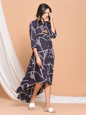 Grey printed rayon  kurti 1