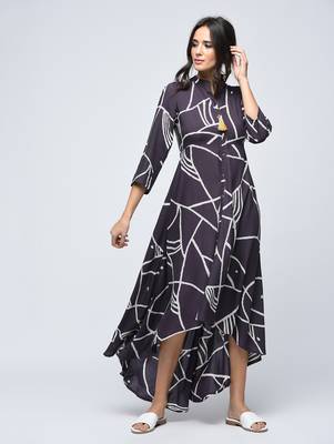 Grey printed rayon  kurti 3