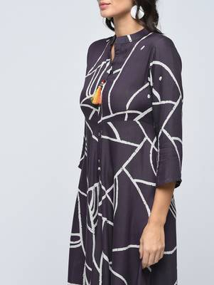 Grey printed rayon  kurti 4