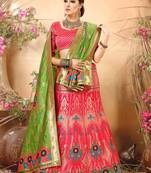 Pink embroidery banarasi silk jequard lehenga with dupatta