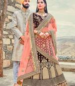 Maroon embroidery micro velvet lehenga with dupatta