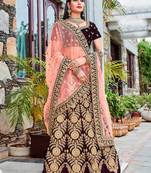Maroon embroidery micro velvet lehenga with dupatta