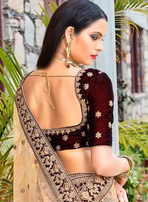 Maroon embroidery micro velvet lehenga with dupatta 2
