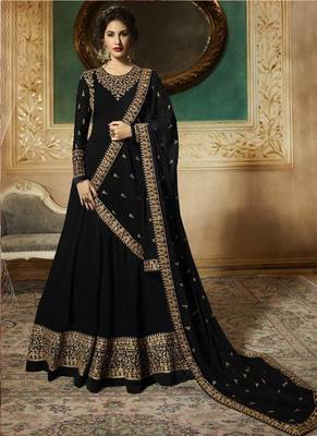 Black embroidered faux georgette salwar 1