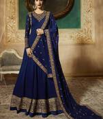 Blue embroidered faux georgette salwar