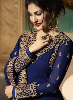 Blue embroidered faux georgette salwar 2
