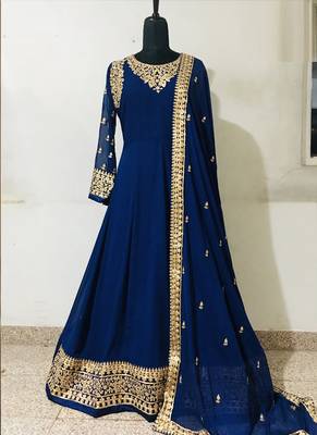 Blue embroidered faux georgette salwar 3