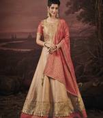 Seashell embroidery art silk lehenga with dupatta