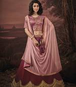 Rosewood embroidery art silk lehenga with dupatta