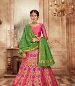 Pink embroidery pure banarasi silk lehenga with dupatta