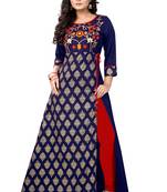 Blue embroidered rayon embroidered-kurtis
